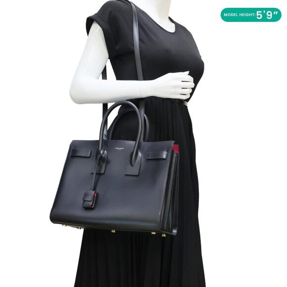 Yves Saint Laurent  Sac de Jour Small Leather Satchel Shoulder Bag Black - Picture 2 of 11